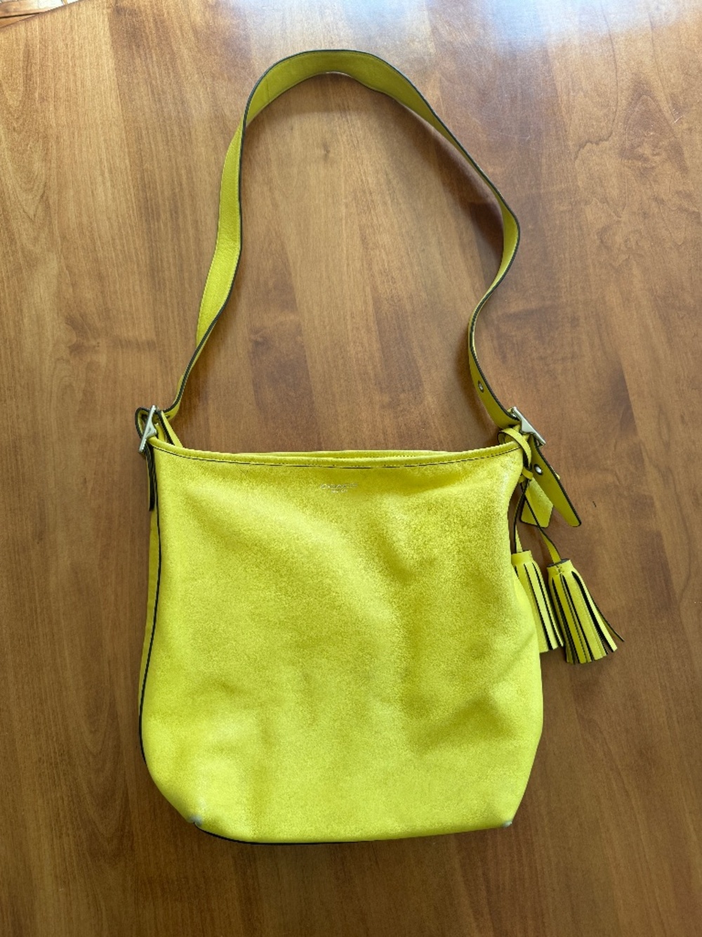 Coach Legacy Duffle 19889 Sunflower Yellow Leather Tassel Hobo Shoulder Bag
